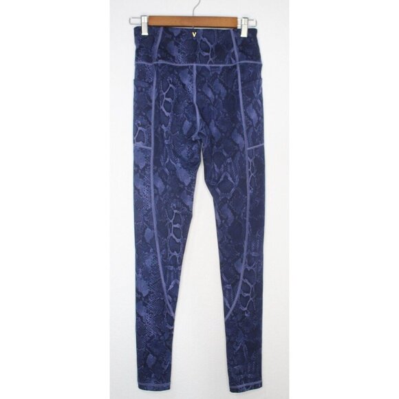 VSX Victoria's Secret Leggings Size 8 Blue Reptile Workout Yoga Leggings Pockets - Picture 5 of 12
